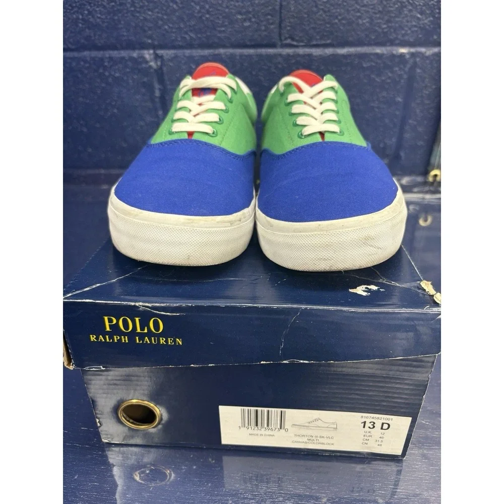 Polo Ralph Lauren Thorton Shoes Men's Size 13 Colorblock Canvas Sneakers - Picture 5 of 11